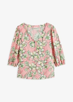 bonprix Blusen & Tuniken|Bekleidung·Jacken & Mäntel^Bluse aus feinem Viskose-Mix softrosa bedruckt