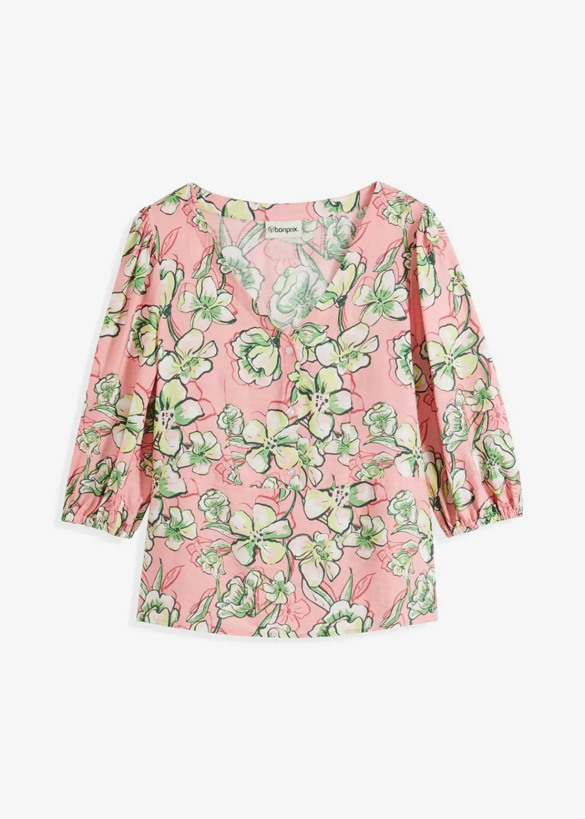bonprix Blusen & Tuniken|Bekleidung·Jacken & Mäntel^Bluse aus feinem Viskose-Mix softrosa bedruckt