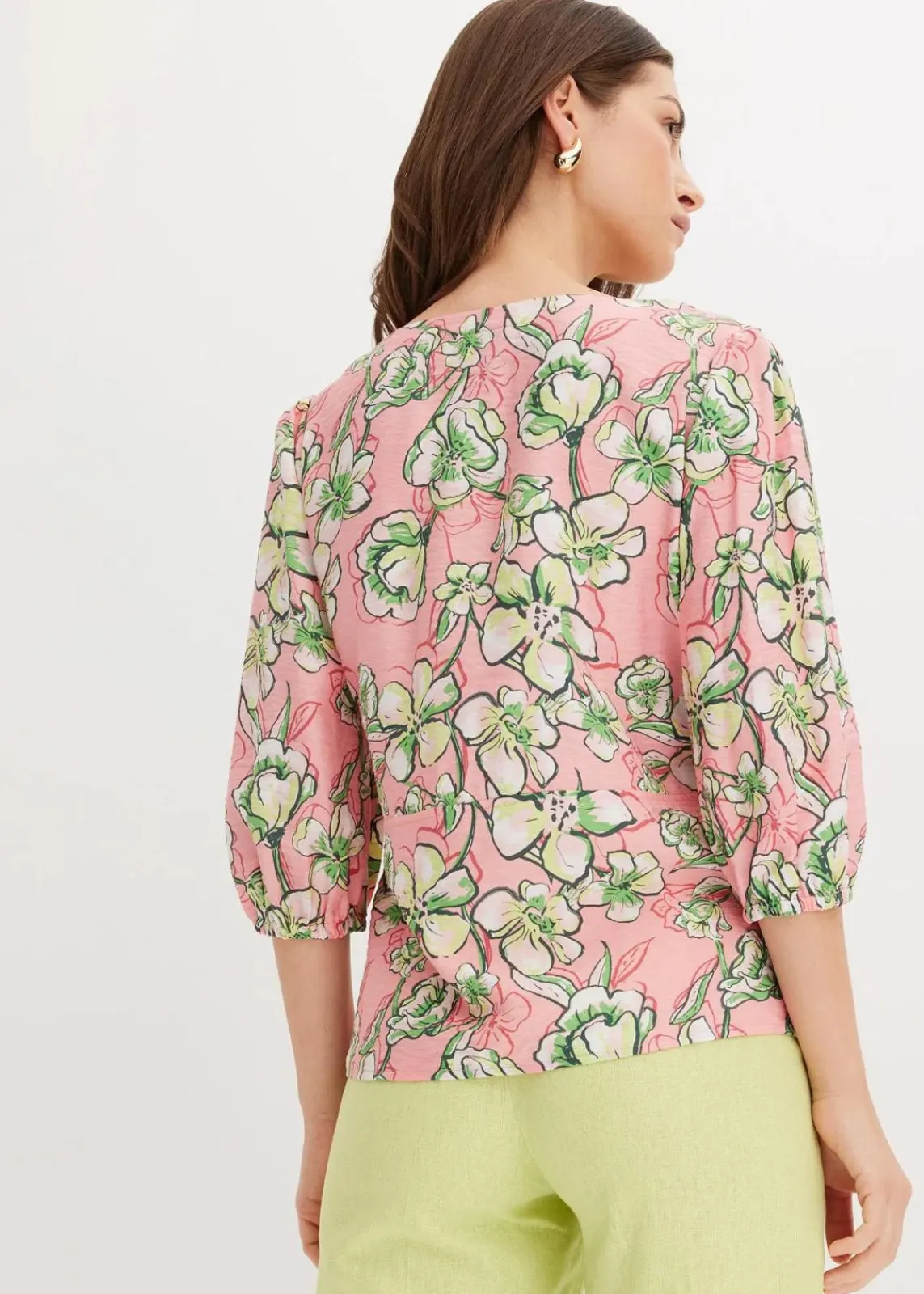 bonprix Blusen & Tuniken|Bekleidung·Jacken & Mäntel^Bluse aus feinem Viskose-Mix softrosa bedruckt