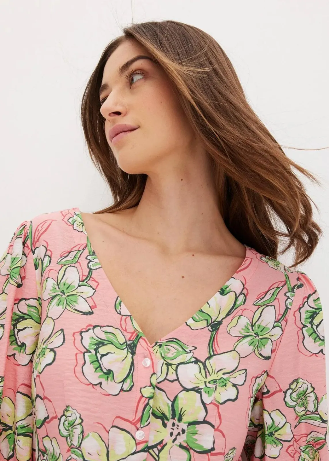 bonprix Blusen & Tuniken|Bekleidung·Jacken & Mäntel^Bluse aus feinem Viskose-Mix softrosa bedruckt