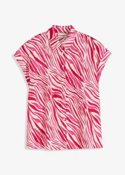 bonprix Bekleidung·Jacken & Mäntel|Zweiteiler & Sets^Bluse aus fließendem Satin creme/pink graphisch bedruckt