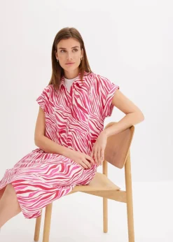 bonprix Bekleidung·Jacken & Mäntel|Zweiteiler & Sets^Bluse aus fließendem Satin creme/pink graphisch bedruckt