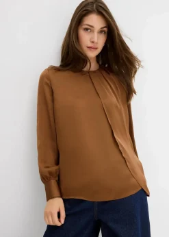 bonprix Blusen & Tuniken|Bekleidung·Jacken & Mäntel^Bluse aus fließendem Satin gewürzbraun