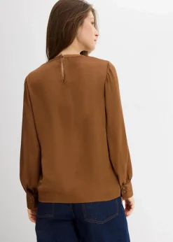 bonprix Blusen & Tuniken|Bekleidung·Jacken & Mäntel^Bluse aus fließendem Satin gewürzbraun