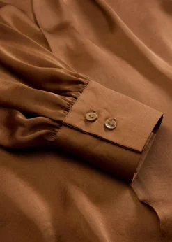 bonprix Blusen & Tuniken|Bekleidung·Jacken & Mäntel^Bluse aus fließendem Satin gewürzbraun