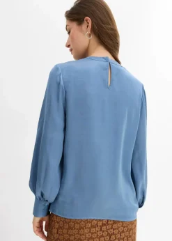 bonprix Bekleidung·Jacken & Mäntel|Blusen & Tuniken^Bluse aus fließendem Satin wellenblau