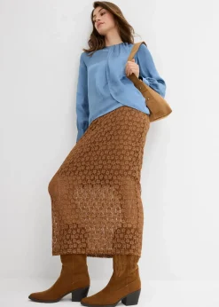 bonprix Bekleidung·Jacken & Mäntel|Blusen & Tuniken^Bluse aus fließendem Satin wellenblau