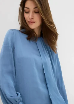 bonprix Bekleidung·Jacken & Mäntel|Blusen & Tuniken^Bluse aus fließendem Satin wellenblau