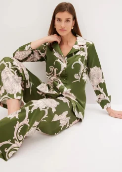 bonprix Bekleidung·Jacken & Mäntel|Zweiteiler & Sets^Bluse aus fließendem Satin grün floral