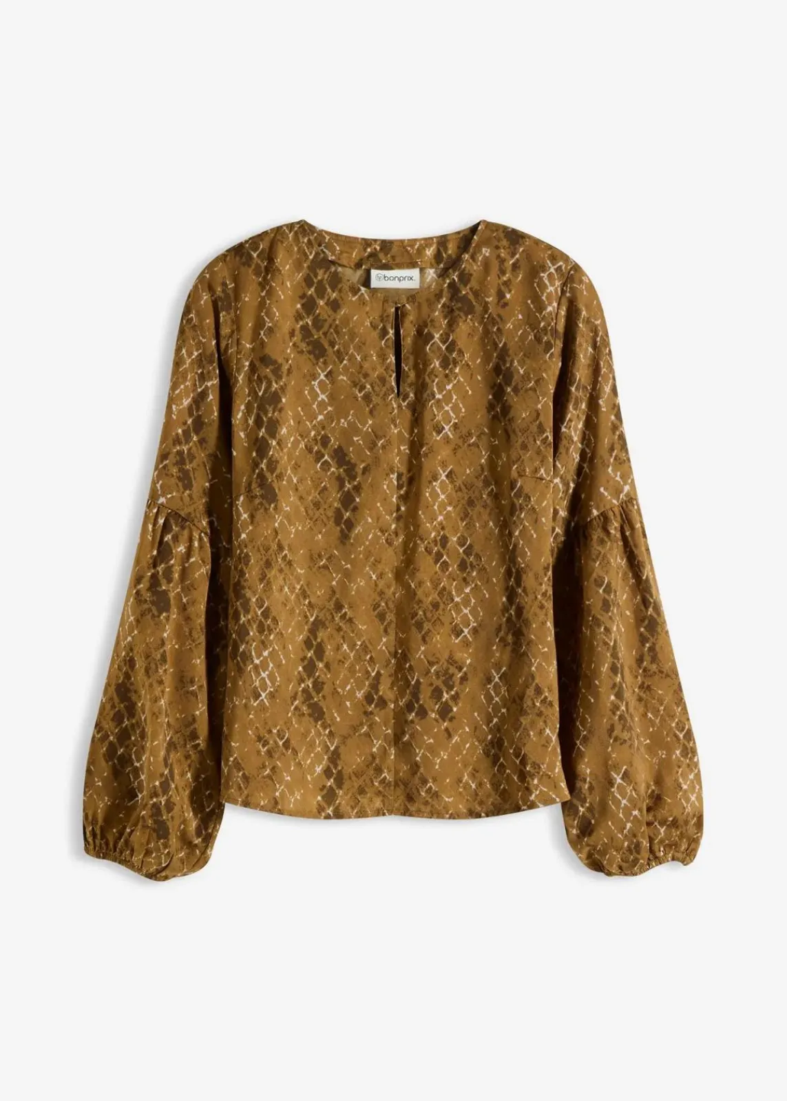 bonprix Bekleidung·Jacken & Mäntel|Nachhaltigere Materialien^Bluse aus fließendem Satin erdoliv/mistelgrün bedruckt