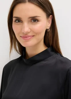 bonprix Bekleidung·Jacken & Mäntel|Blusen & Tuniken^Bluse aus fließendem Satin schwarz