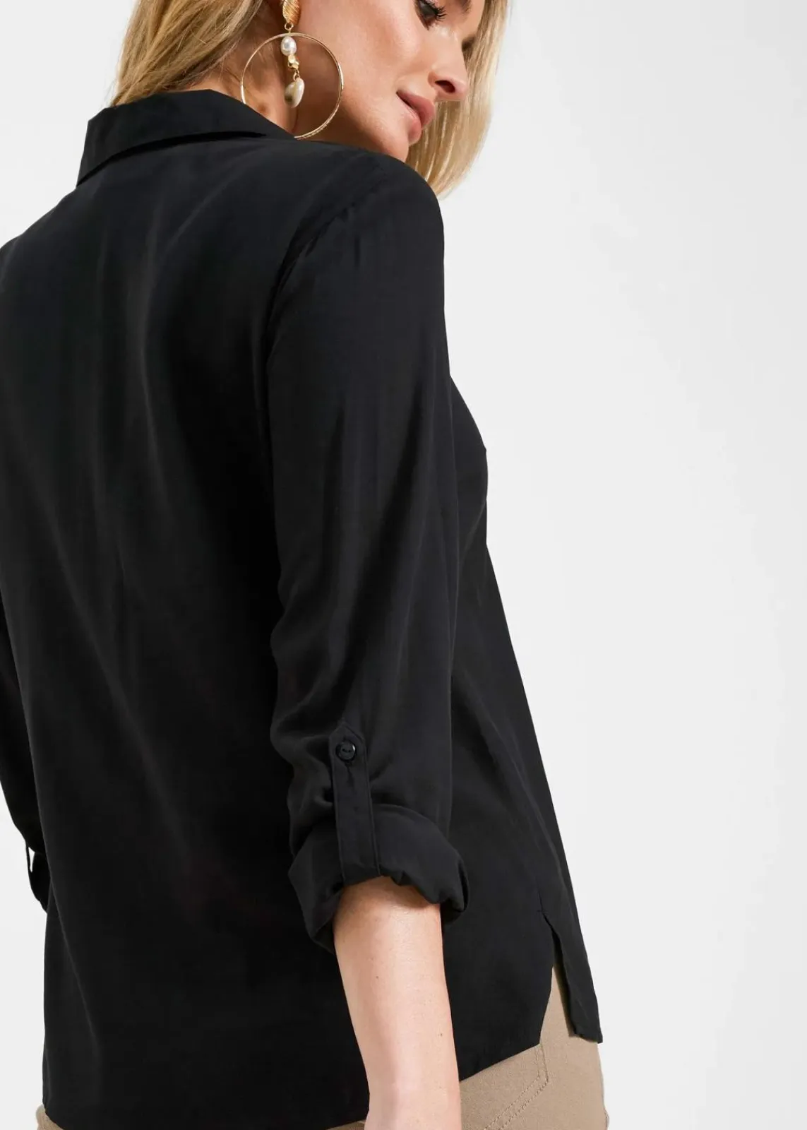 bonprix Bekleidung·Jacken & Mäntel|Blusen & Tuniken^Bluse aus fließender Viskose schwarz