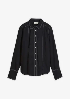bonprix Bekleidung·Jacken & Mäntel|Nachhaltigere Materialien^Bluse aus fließender Viskose schwarz/wollweiß
