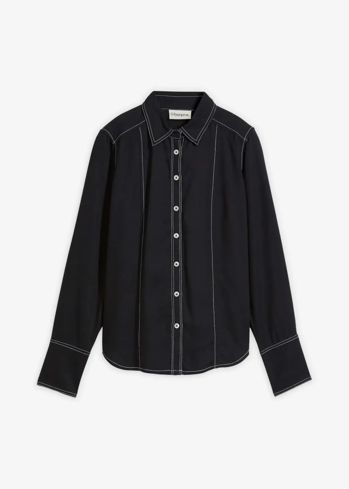bonprix Bekleidung·Jacken & Mäntel|Nachhaltigere Materialien^Bluse aus fließender Viskose schwarz/wollweiß