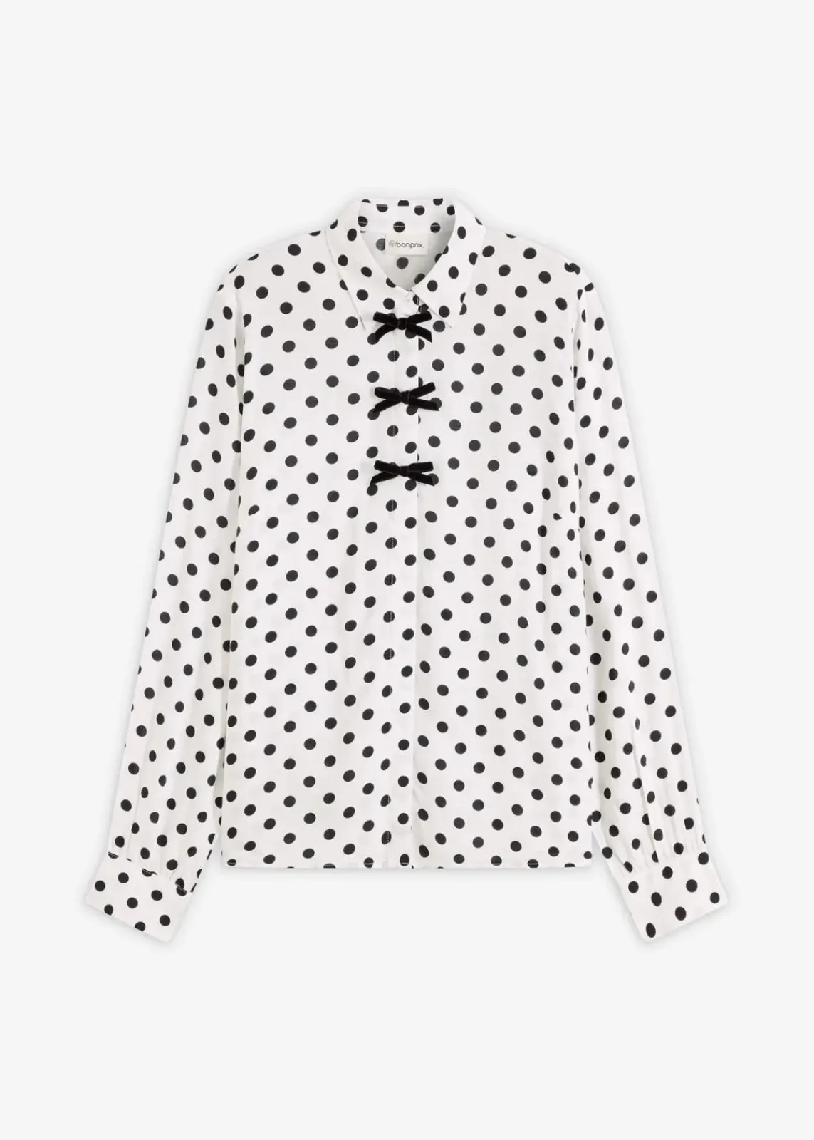 bonprix Bekleidung·Jacken & Mäntel|Nachhaltigere Materialien^Bluse aus fließender Viskose wollweiß/schwarz gepunktet