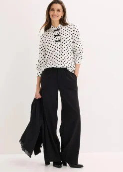bonprix Bekleidung·Jacken & Mäntel|Nachhaltigere Materialien^Bluse aus fließender Viskose wollweiß/schwarz gepunktet