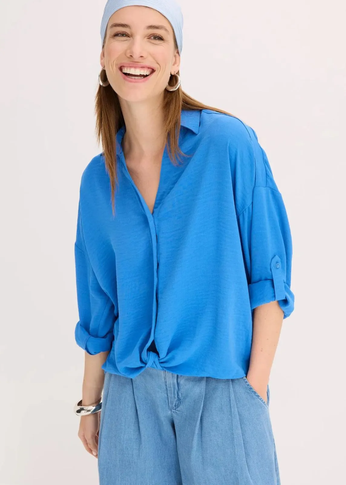 bonprix Bekleidung·Jacken & Mäntel|Blusen & Tuniken^Bluse aus leichtem Crêpe gletscherblau