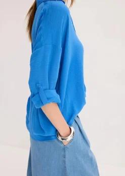 bonprix Bekleidung·Jacken & Mäntel|Blusen & Tuniken^Bluse aus leichtem Crêpe gletscherblau