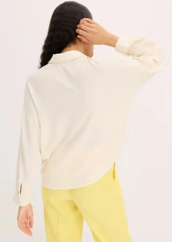 bonprix Blusen & Tuniken|Bekleidung·Jacken & Mäntel^Bluse aus leichtem Crêpe naturbeige