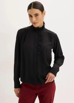 bonprix Blusen & Tuniken|Bekleidung·Jacken & Mäntel^Bluse aus luftigem Crêpe schwarz