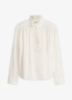 bonprix Bekleidung·Jacken & Mäntel|Blusen & Tuniken^Bluse aus luftigem Crêpe wollweiß