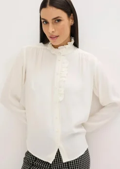 bonprix Bekleidung·Jacken & Mäntel|Blusen & Tuniken^Bluse aus luftigem Crêpe wollweiß