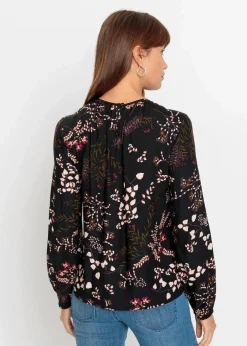 bonprix Blusen & Tuniken|Nachhaltigere Materialien^Bluse aus nachhaltiger Viskose schwarz geblümt