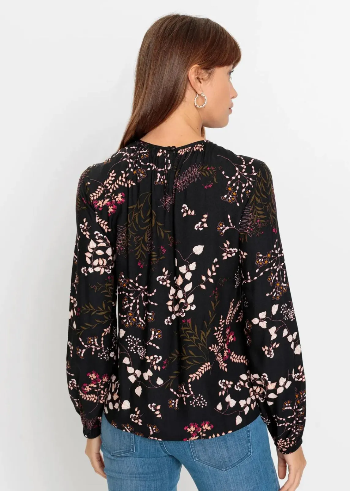 bonprix Blusen & Tuniken|Nachhaltigere Materialien^Bluse aus nachhaltiger Viskose schwarz geblümt