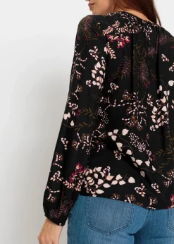 bonprix Blusen & Tuniken|Nachhaltigere Materialien^Bluse aus nachhaltiger Viskose schwarz geblümt