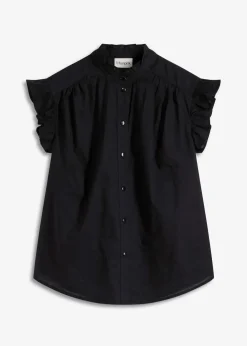 bonprix Blusen & Tuniken|Bekleidung·Jacken & Mäntel^Bluse aus reiner Baumwolle schwarz
