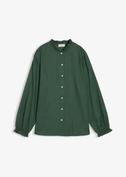 bonprix Bekleidung·Jacken & Mäntel|Blusen & Tuniken^Bluse aus reiner Baumwolle schattengrün