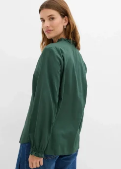 bonprix Bekleidung·Jacken & Mäntel|Blusen & Tuniken^Bluse aus reiner Baumwolle schattengrün