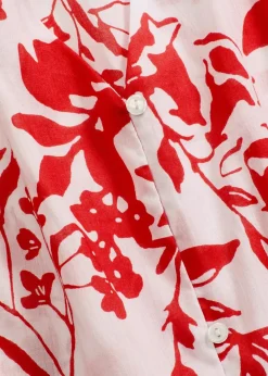 bonprix Zweiteiler & Sets|Blusen & Tuniken^Bluse aus reiner Baumwolle weiß/orangerot floral