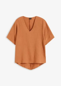 bonprix Bekleidung·Jacken & Mäntel|Blusen & Tuniken^Bluse aus reiner Baumwolle braun
