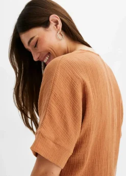 bonprix Bekleidung·Jacken & Mäntel|Blusen & Tuniken^Bluse aus reiner Baumwolle braun