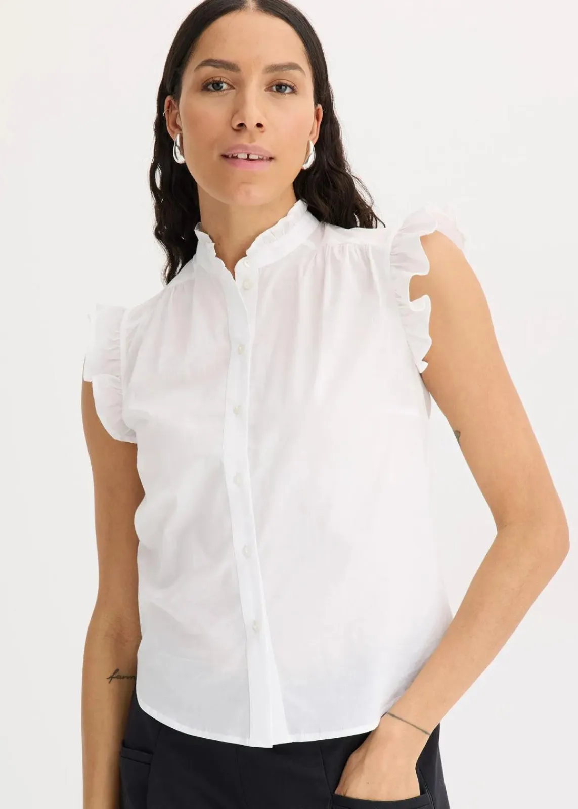 bonprix Blusen & Tuniken|Bekleidung·Jacken & Mäntel^Bluse aus reiner Baumwolle weiß