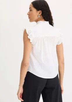 bonprix Blusen & Tuniken|Bekleidung·Jacken & Mäntel^Bluse aus reiner Baumwolle weiß