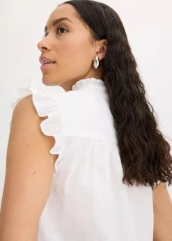 bonprix Blusen & Tuniken|Bekleidung·Jacken & Mäntel^Bluse aus reiner Baumwolle weiß