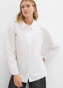 bonprix Bekleidung·Jacken & Mäntel|Blusen & Tuniken^Bluse aus reiner Baumwolle wollweiß