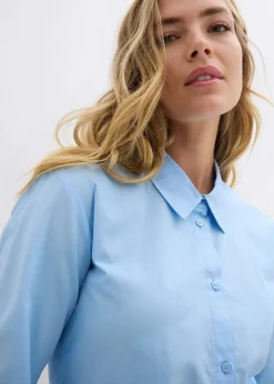 bonprix Blusen & Tuniken|Bekleidung·Jacken & Mäntel^Bluse aus reiner Baumwolle hellblau