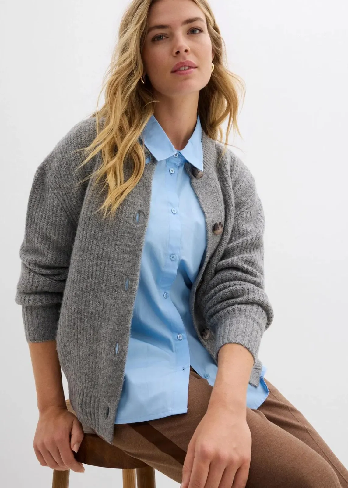 bonprix Blusen & Tuniken|Bekleidung·Jacken & Mäntel^Bluse aus reiner Baumwolle hellblau