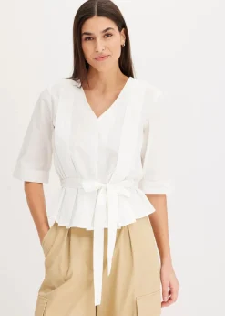 bonprix Bekleidung·Jacken & Mäntel|Blusen & Tuniken^Bluse aus reiner Baumwolle weiß