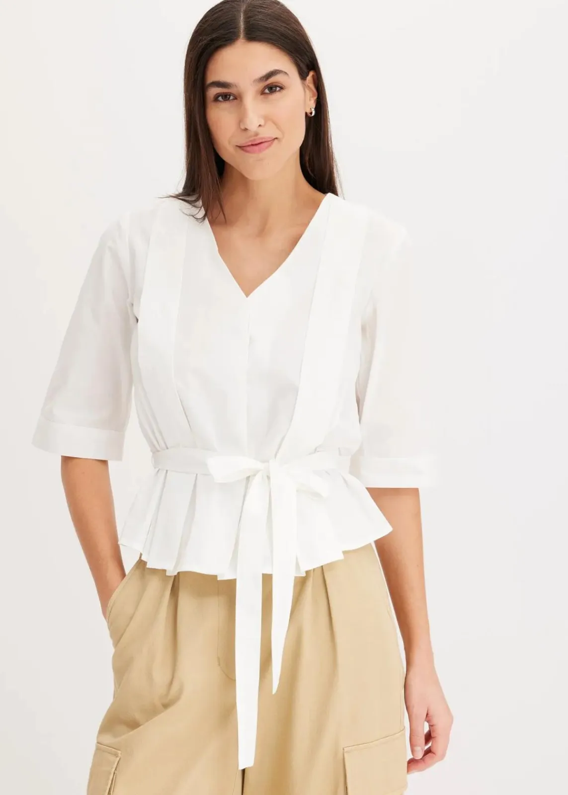 bonprix Bekleidung·Jacken & Mäntel|Blusen & Tuniken^Bluse aus reiner Baumwolle weiß