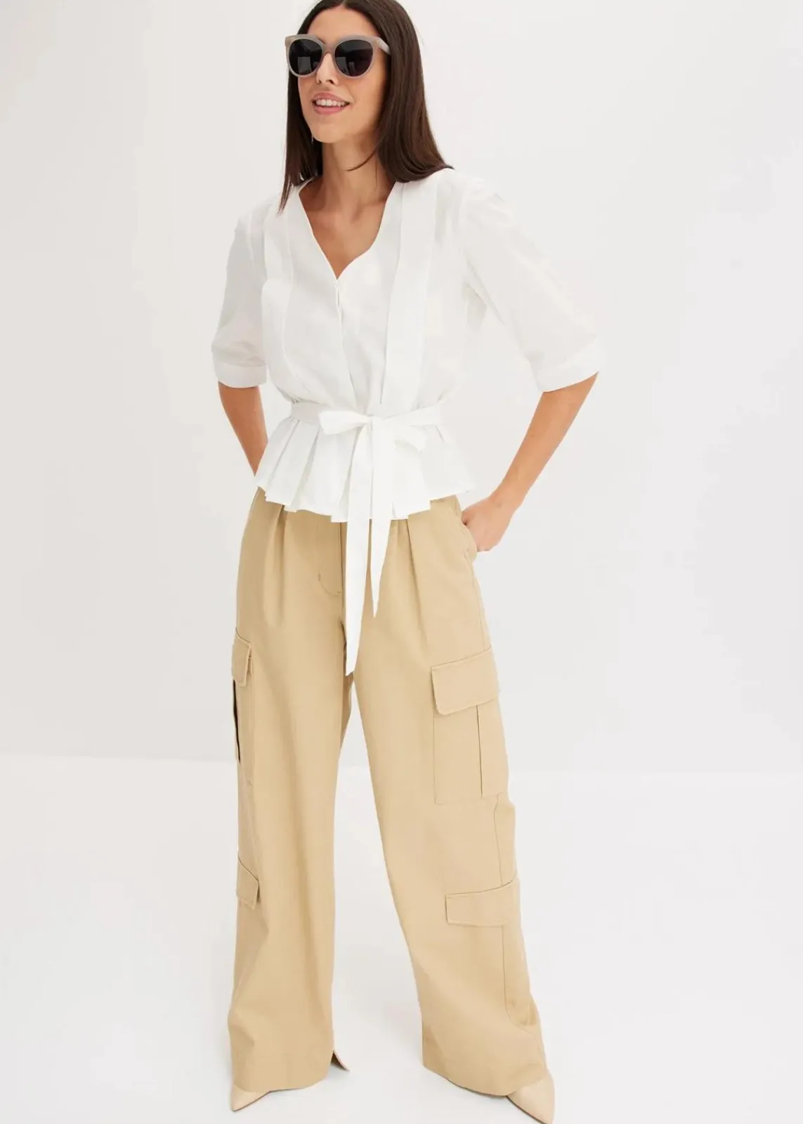 bonprix Bekleidung·Jacken & Mäntel|Blusen & Tuniken^Bluse aus reiner Baumwolle weiß