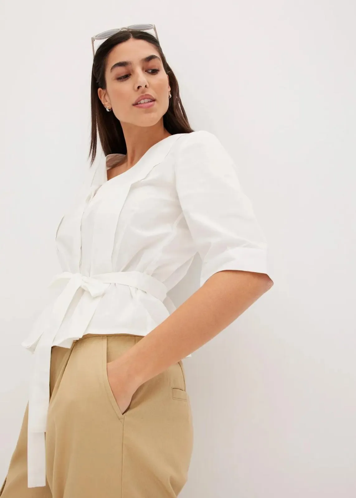 bonprix Bekleidung·Jacken & Mäntel|Blusen & Tuniken^Bluse aus reiner Baumwolle weiß