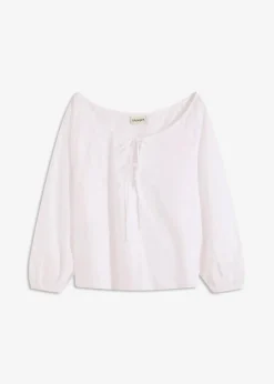 bonprix Blusen & Tuniken|Bekleidung·Jacken & Mäntel^Bluse aus reiner Bio-Baumwolle weiß