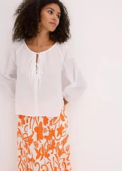 bonprix Blusen & Tuniken|Bekleidung·Jacken & Mäntel^Bluse aus reiner Bio-Baumwolle weiß