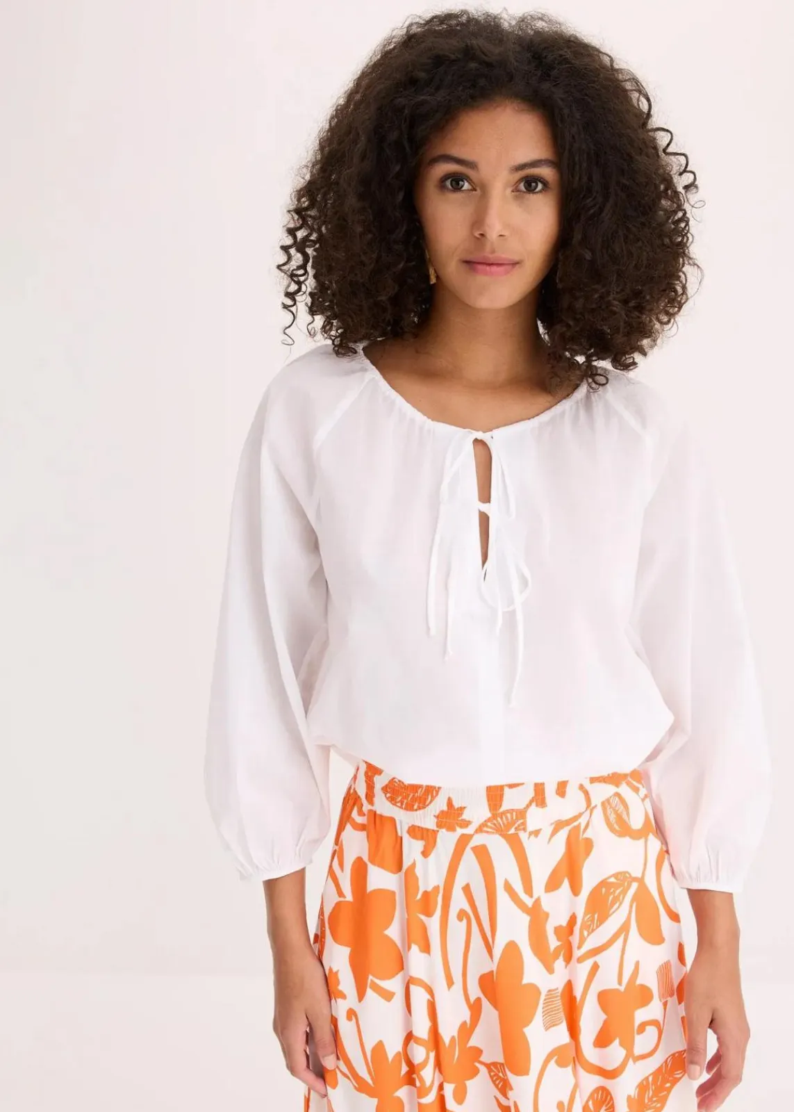 bonprix Blusen & Tuniken|Bekleidung·Jacken & Mäntel^Bluse aus reiner Bio-Baumwolle weiß