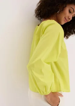 bonprix Bekleidung·Jacken & Mäntel|Blusen & Tuniken^Bluse aus reiner Bio-Baumwolle zitrusgelb