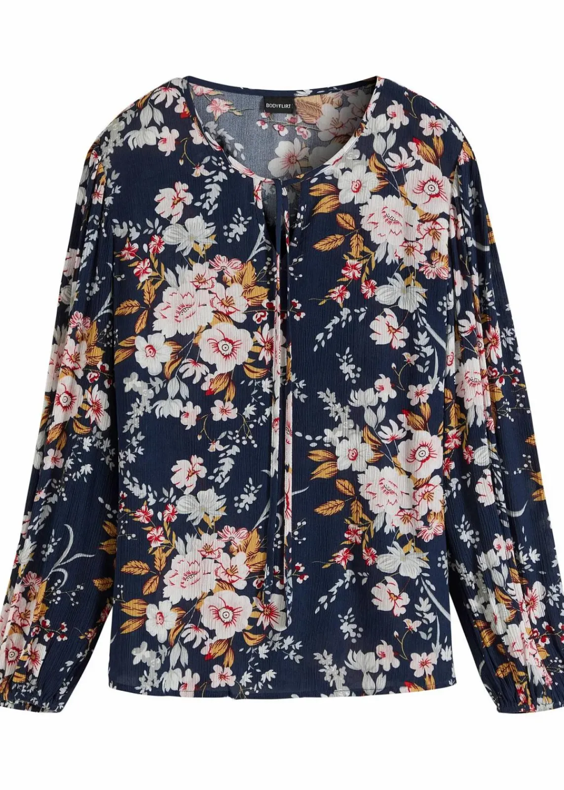 bonprix Bekleidung·Jacken & Mäntel|Nachhaltigere Materialien^Bluse aus reiner Viskose dunkelblau floral